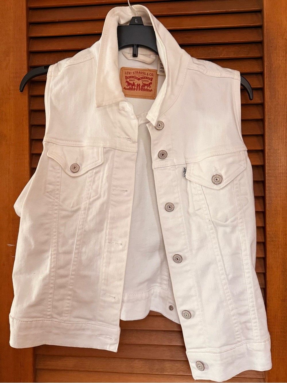 Levi's White Denim Jacket Vest - Button Front